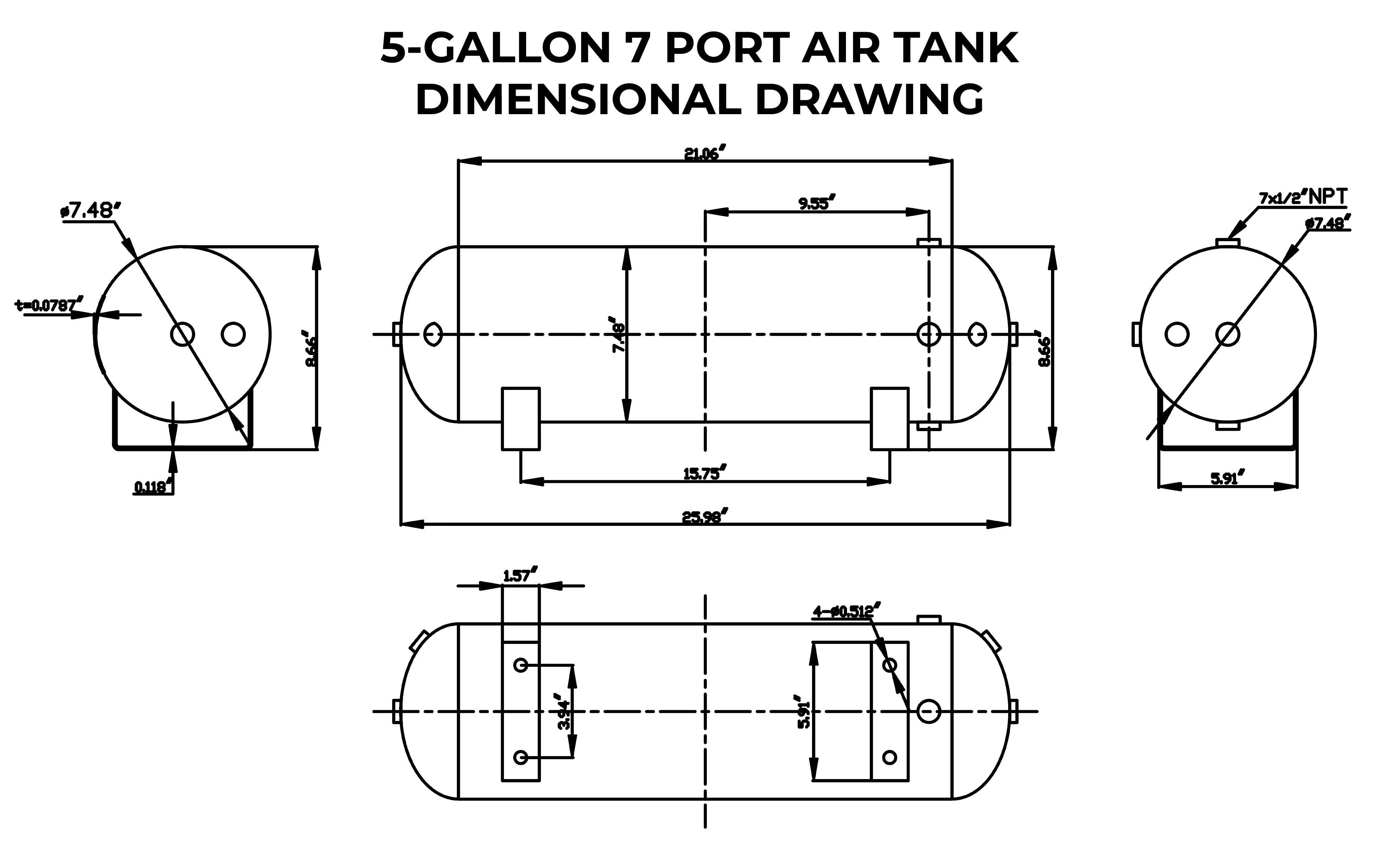 Open Box 5 Gallon 7 Port Steel Air Tank - Image 4